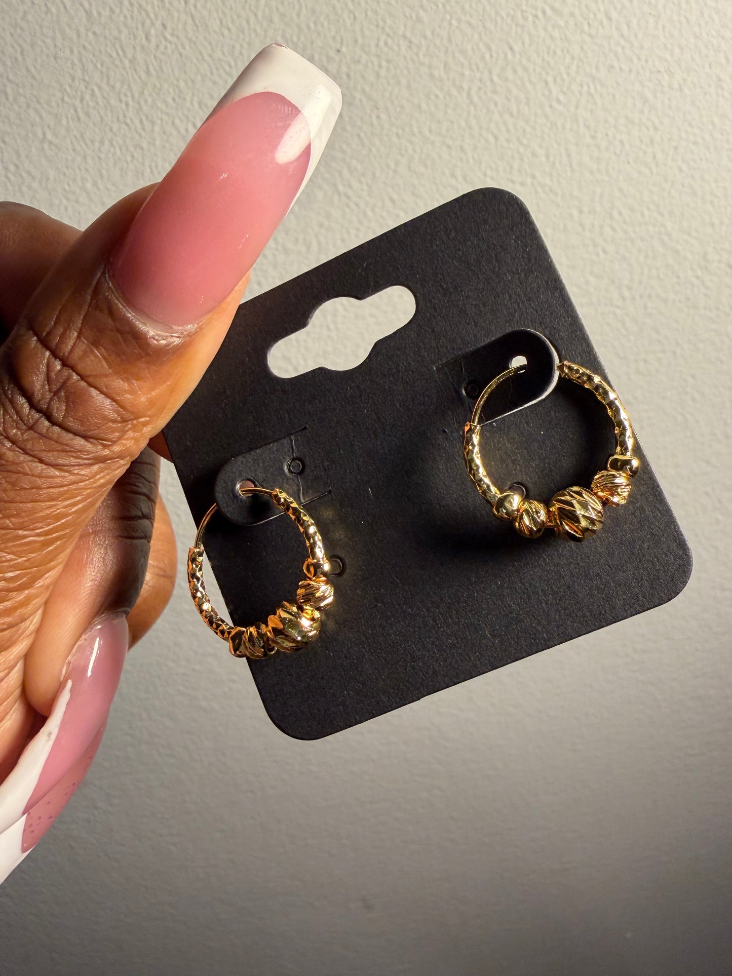 Mini Golden Beaded Hoops