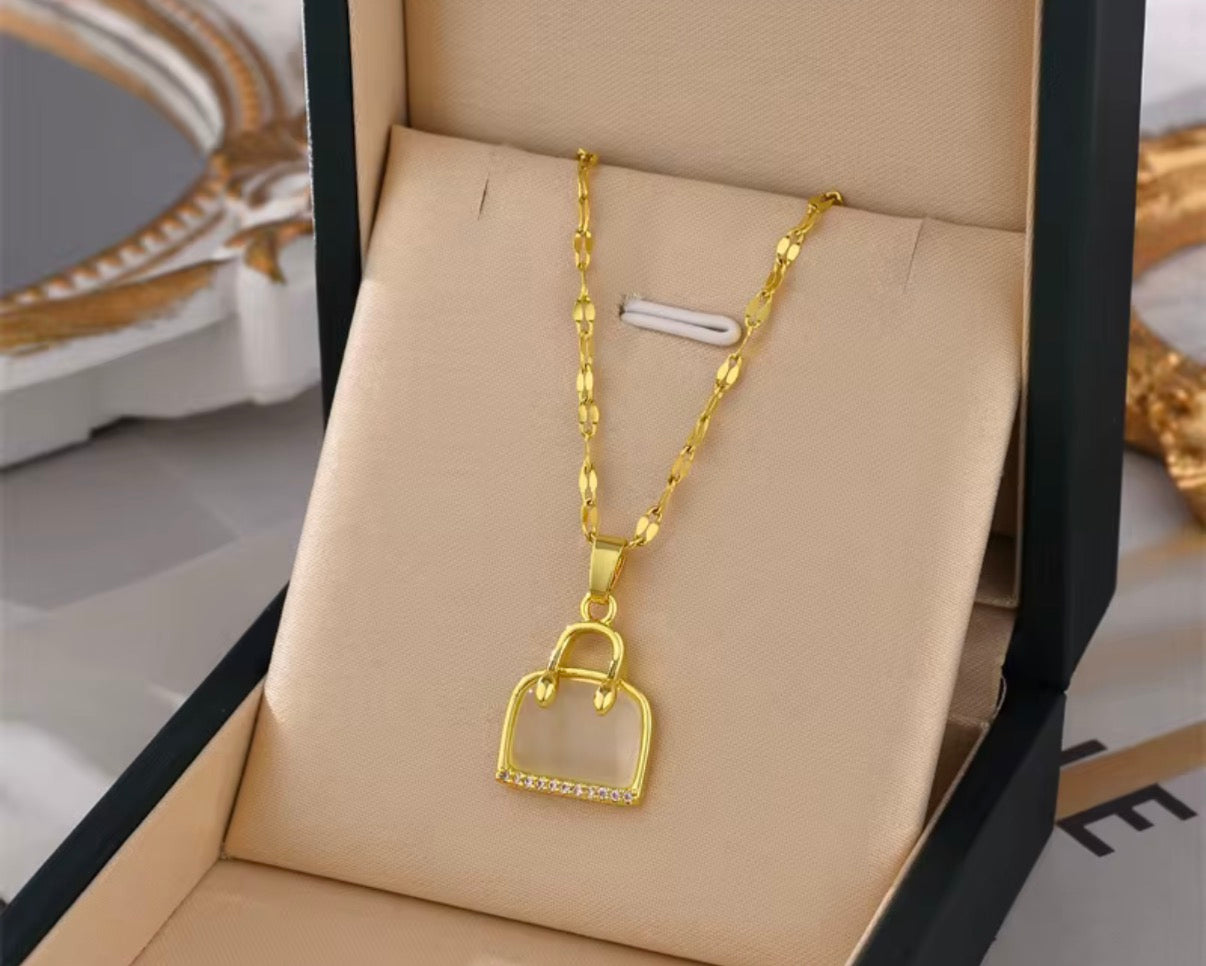 Stainless Steel Handbag Pendant Necklace