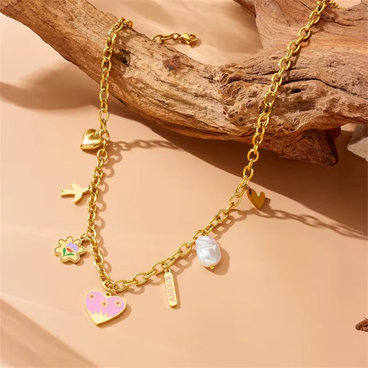 Kids Gold Charm Necklace – Stainless Steel | Non-Tarnish, Hypoallergenic