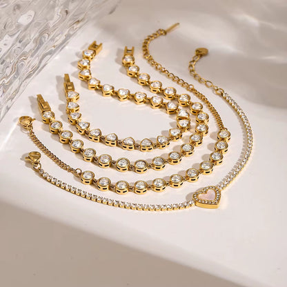 Gold Bezel CZ Tennis Bracelet – Waterproof Hypoallergenic Stainless Steel