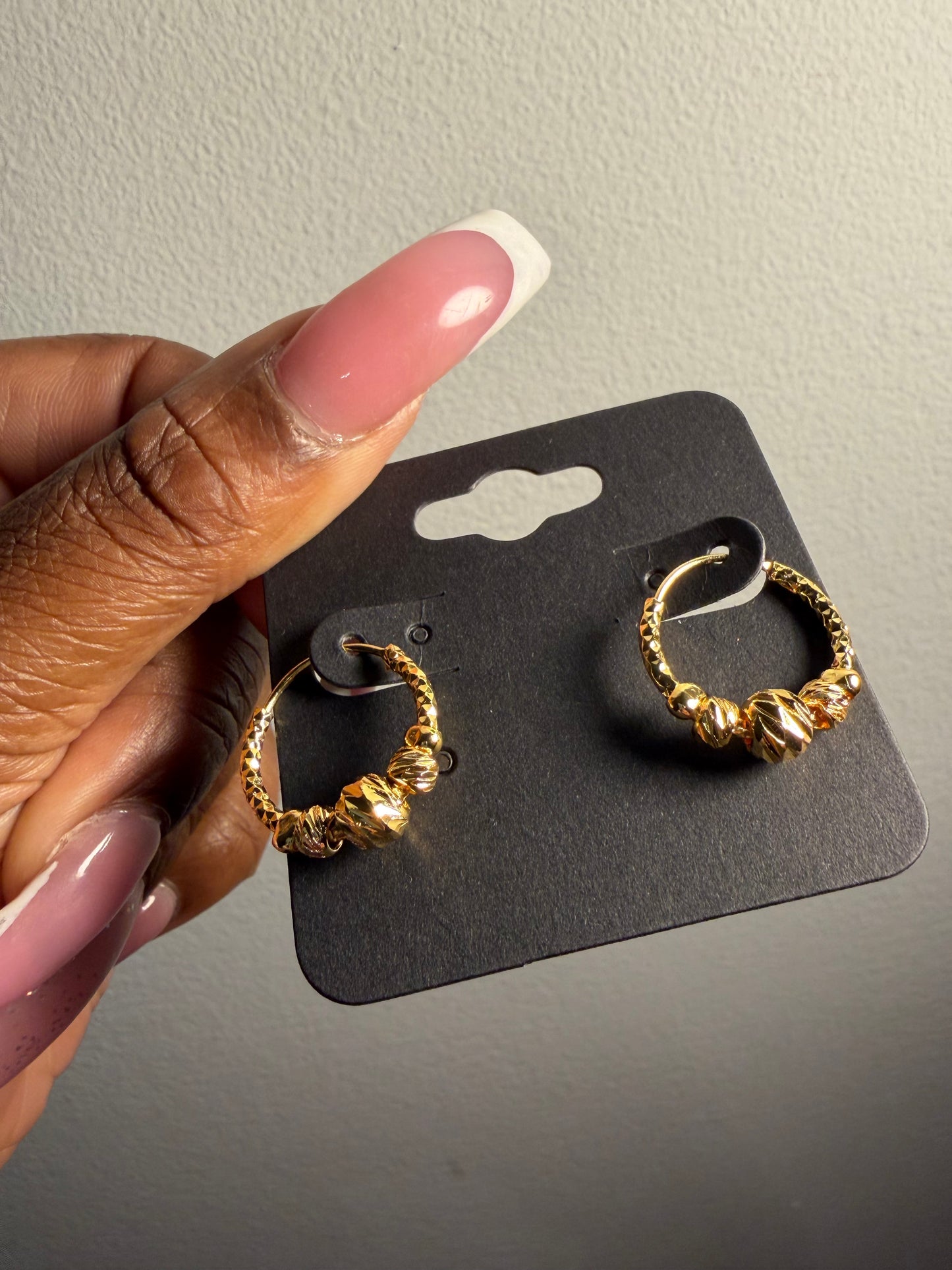 Mini Golden Beaded Hoops