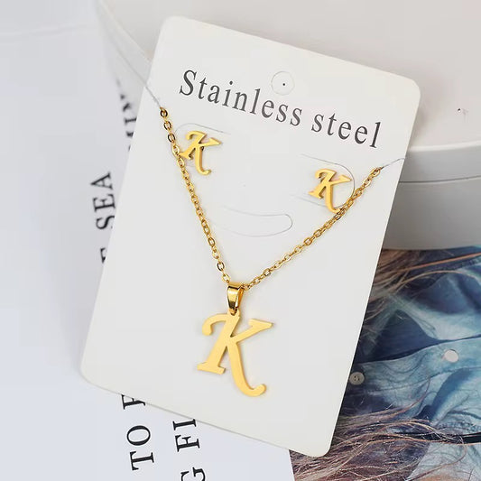 Stainless Steel Jewelry set with English Letters