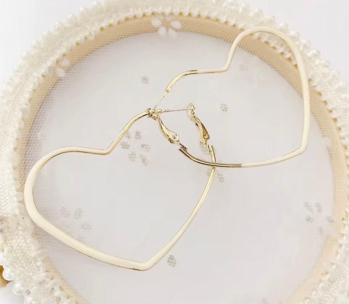 Gold Stainless Steel Heart Hoop Earrings
