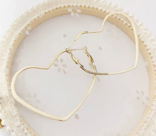 Gold Stainless Steel Heart Hoop Earrings