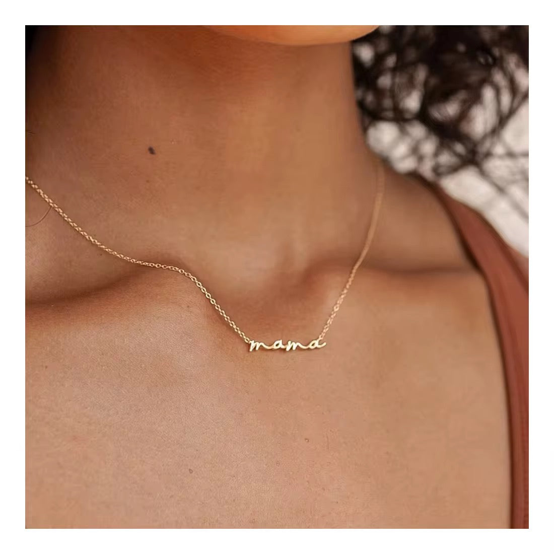 Mama Script Necklace – Dainty Gold Stainless Steel Name Necklace