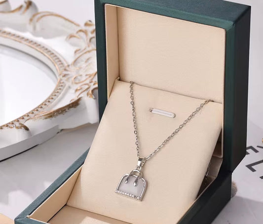 Stainless Steel Handbag Pendant Necklace