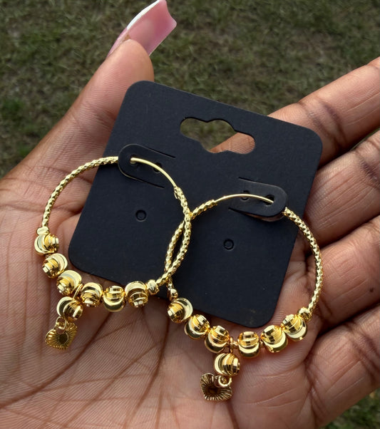 Golden Charm Hoops