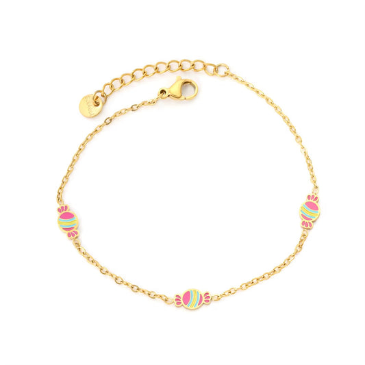 Kids Colorful Candy Charm Bracelet – 18K Gold Plated Stainless Steel