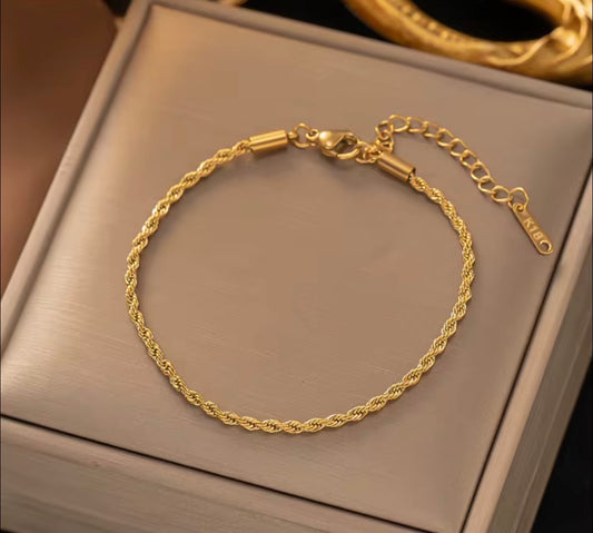 Golden Rope Chain Bracelet– Stainless Steel Adjustable Bracelet