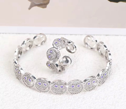 Kids Luxury Smiley Face Stainless Steel Ring & Bracelet Set