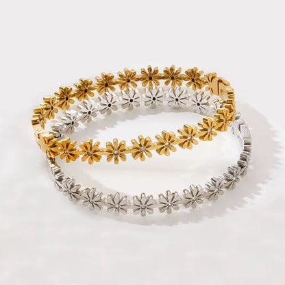 Daisy Flower Bracelet – Stainless Steel |  Floral Bracelet