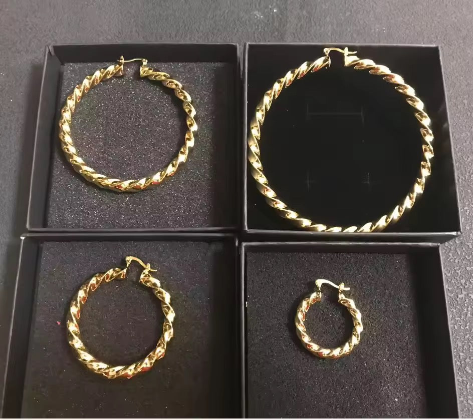 Twisted Gold Hoop Earrings