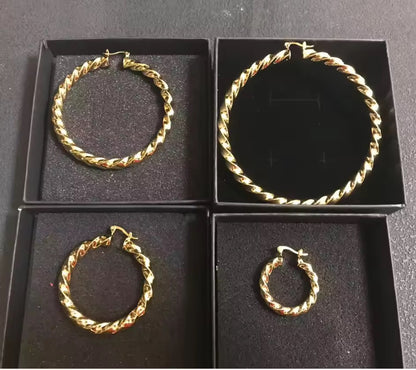 Twisted Gold Hoop Earrings