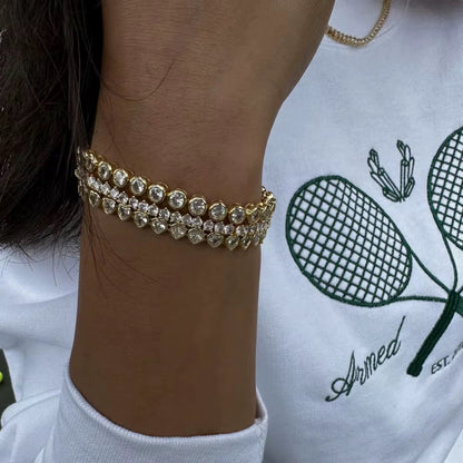 Gold Bezel CZ Tennis Bracelet – Waterproof Hypoallergenic Stainless Steel