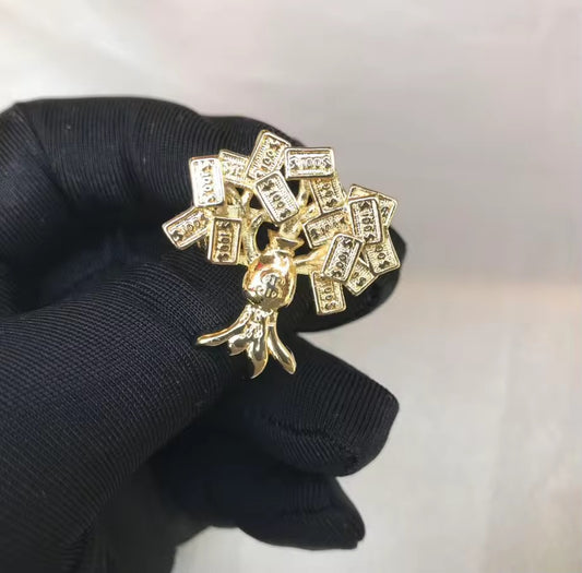 Money Tree Statement Ring – Gold Stainless Steel Lucky Wealth Ring