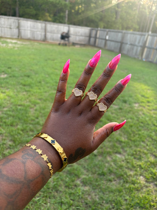Golden Pave Heart Ring