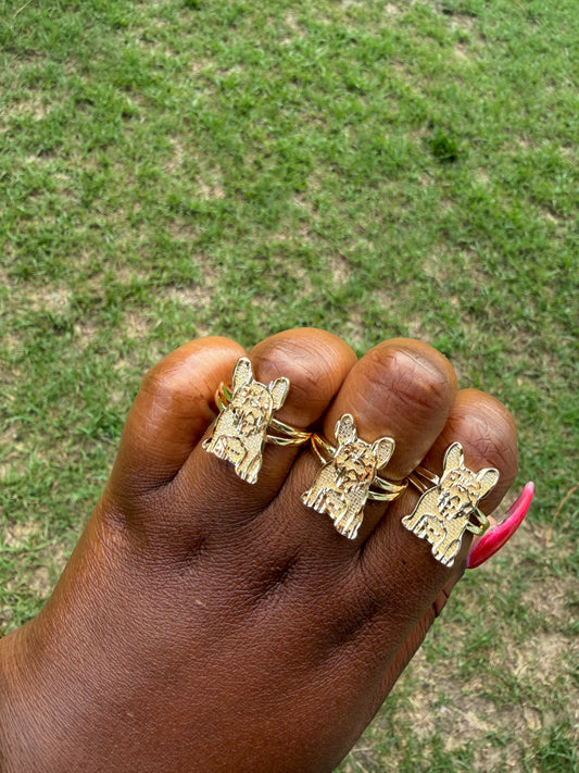 Golden Frenchie Statement Ring