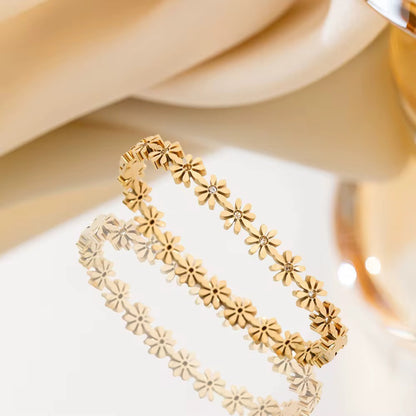 Daisy Flower Bracelet – Stainless Steel |  Floral Bracelet