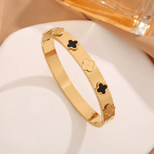 Lucky Clover Gold Bangle Bracelet