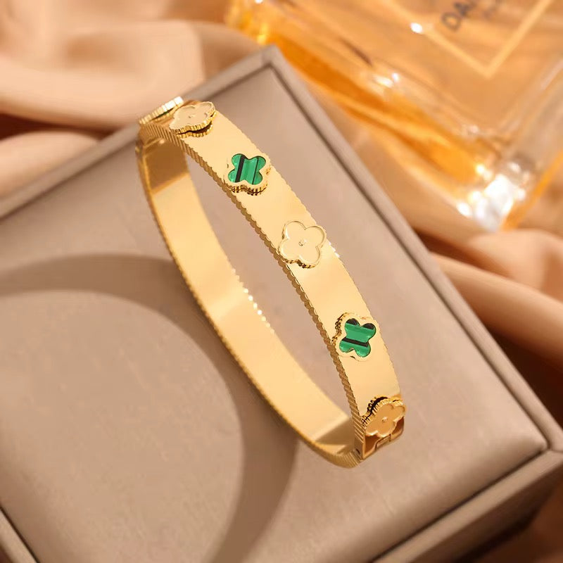 Lucky Clover Gold Bangle Bracelet