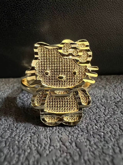 Hello Kitty 18k Gold Plated Stainless Steel Statement Ring
